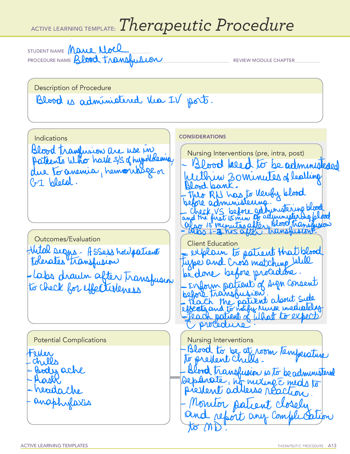 Active Learning Template Therapeutic Procedure Form - ACTIVE LEARNING ...