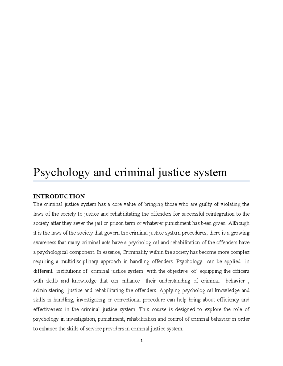 Criminal Psychology - Psychology and criminal justice system ...