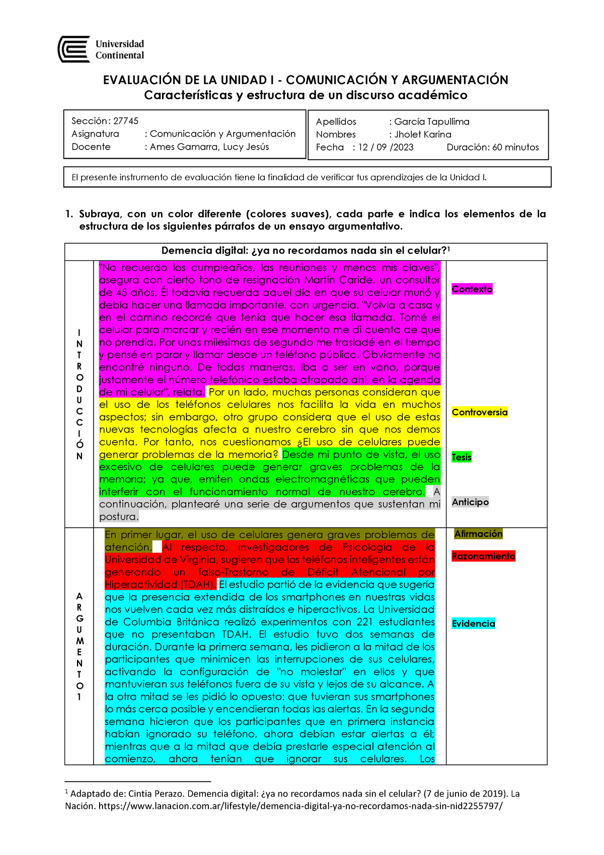 Evaluación Unidad I - Grupo 1 - EVALUACI”N DE LA UNIDAD I - COMUNICACI ...