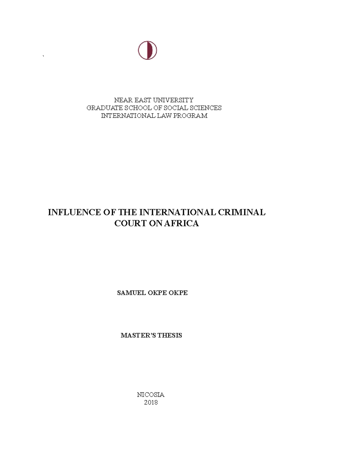 Mastersthesis - RESEARCH - ` NEAR EAST UNIVERSITY GRADUATE SCHOOL OF ...