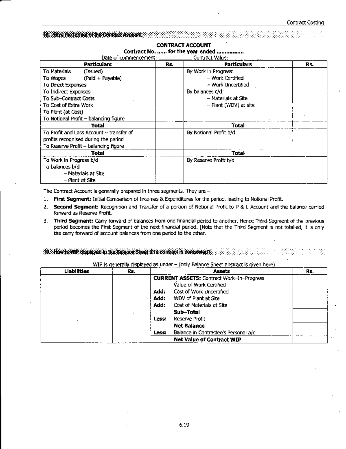 Contract costing - Contract Costing Contract Pafticularc Rs ...