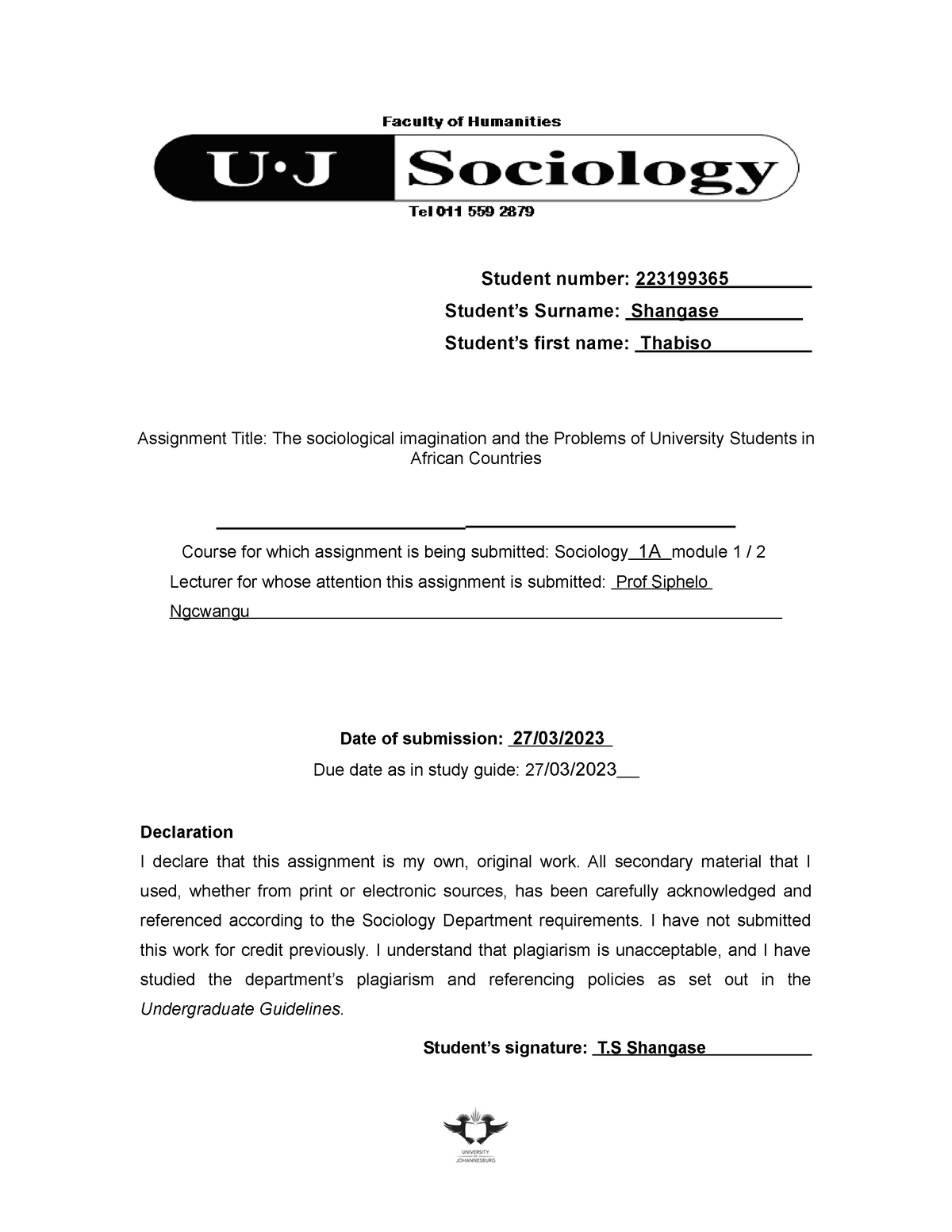 assignment of university wits