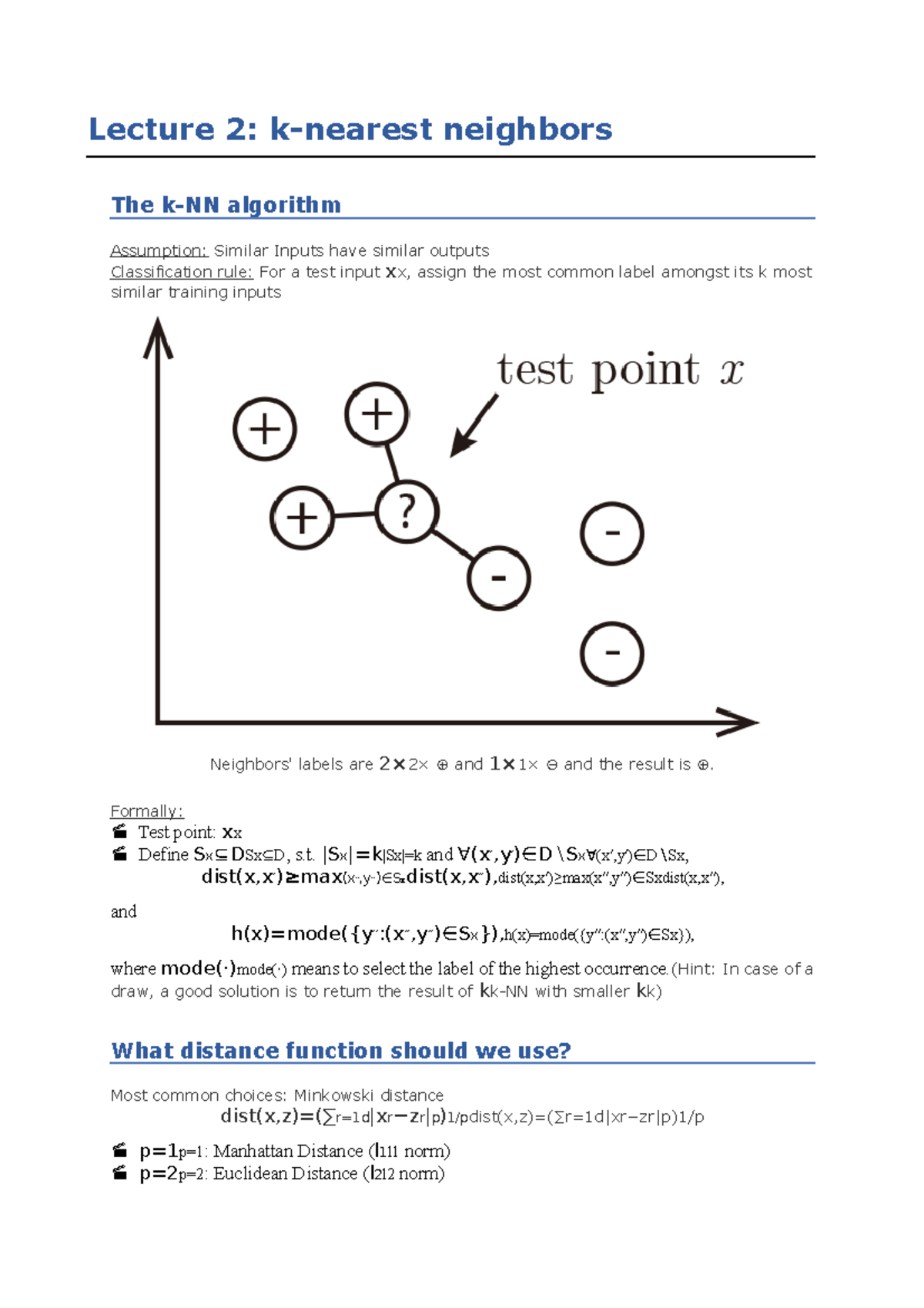 517 2015-2016 Lecture 2 - k-nearest neighbors - Lecture 2: k-nearest ...