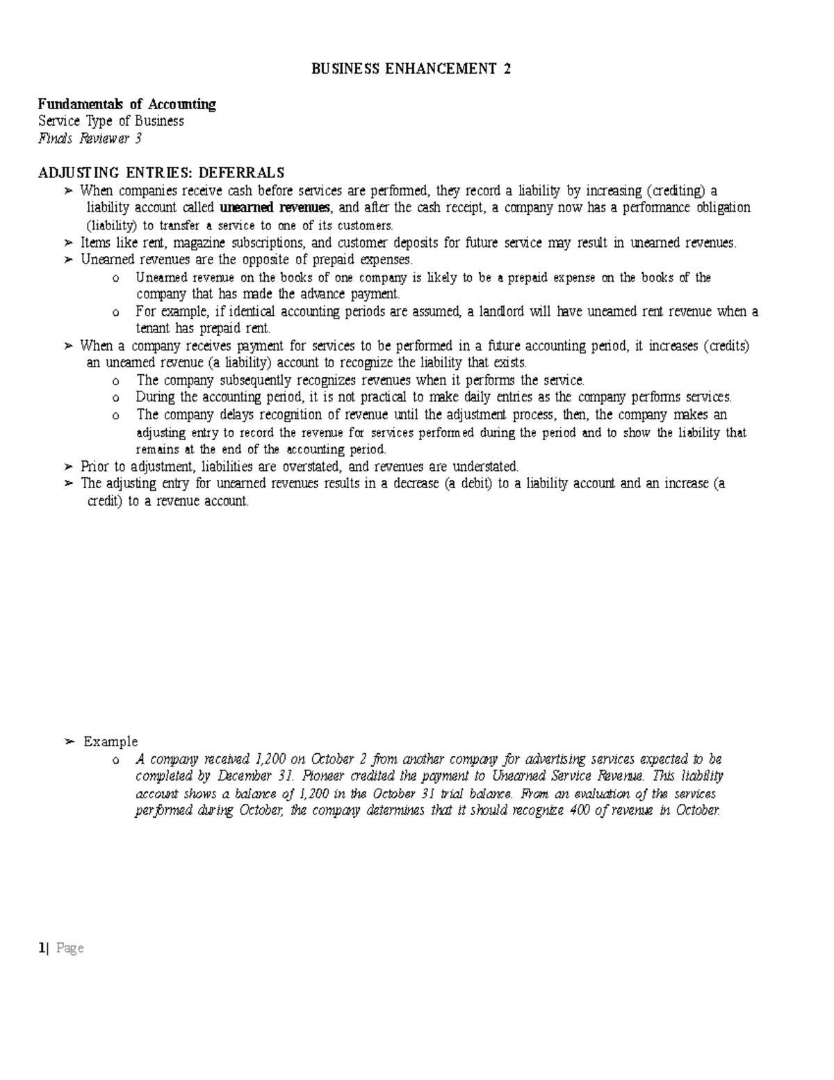 Fundamentals of Accounting Reviewer 8 - BUSINESS ENHANCEMENT 2 ...