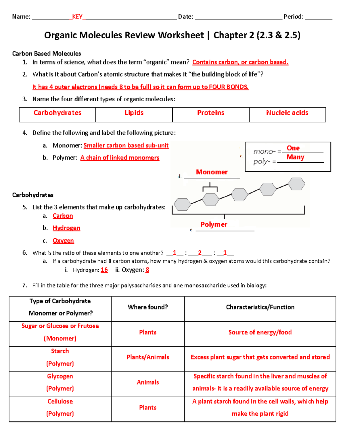 32+ Organic Molecules Worksheet Review - Padrigelyon