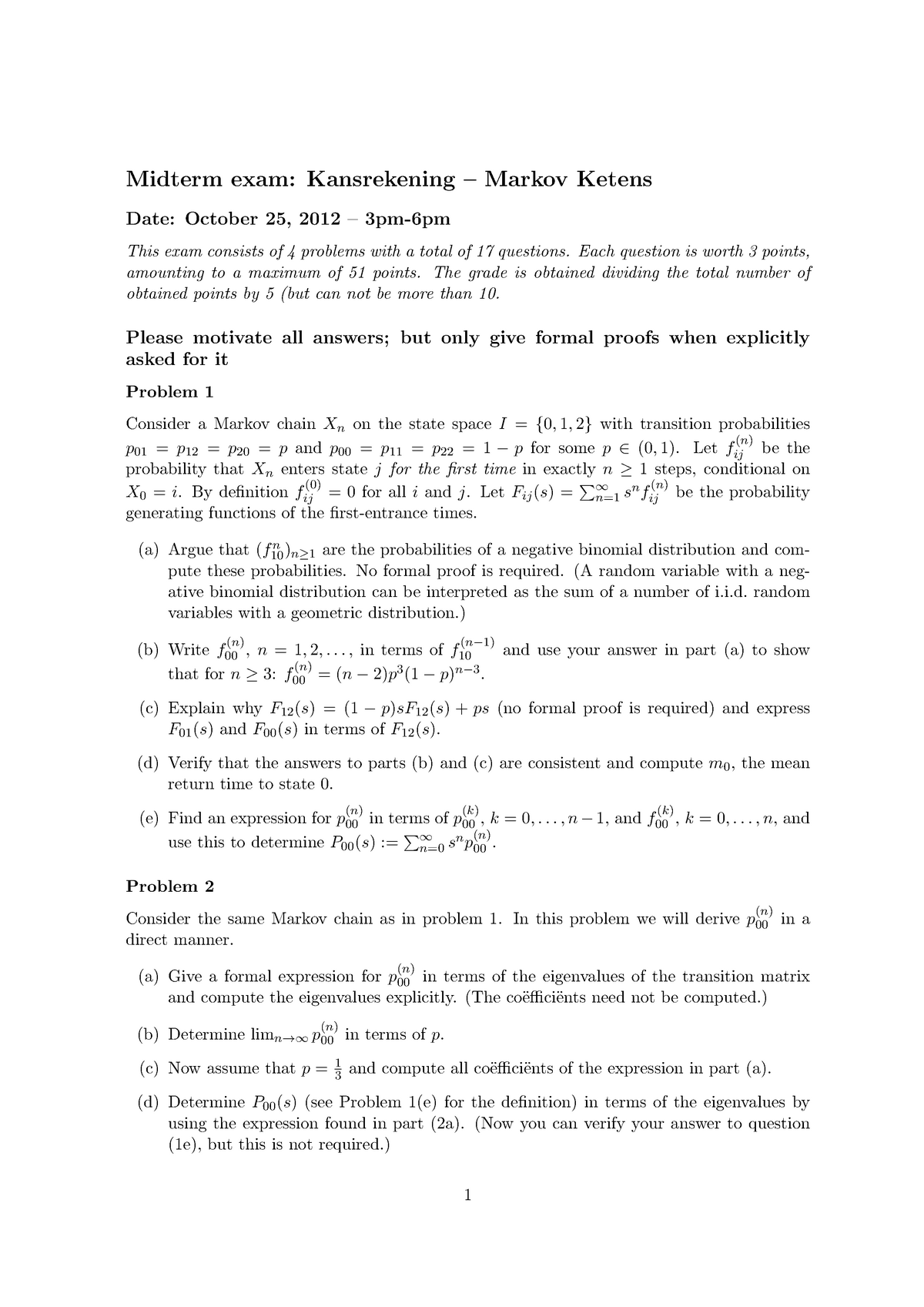 Exam 25 October 12 Questions Studeersnel