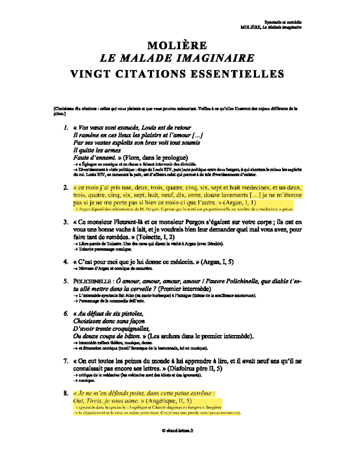 Citation Le Malade Imaginaire Dissertation www.studocu.com