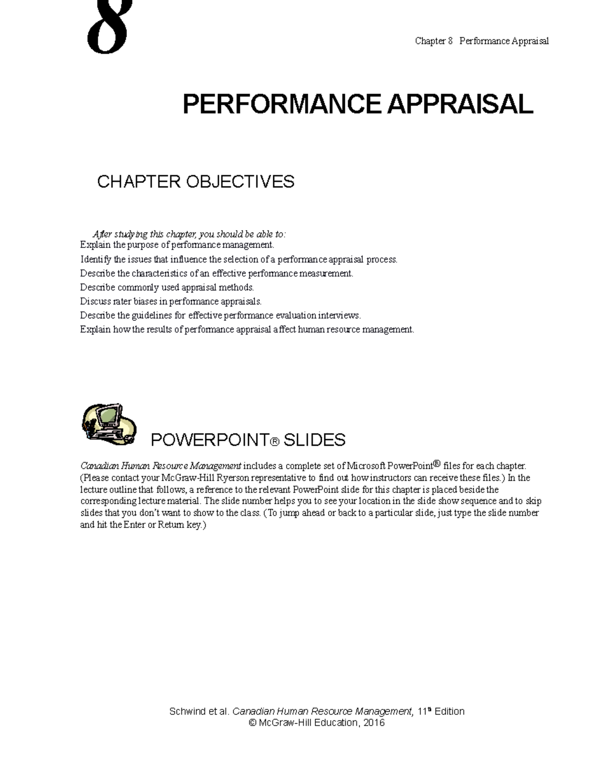 Schwind 11E IM Ch08 - Lecture Notes - Chapter 8 Performance Appraisal ...