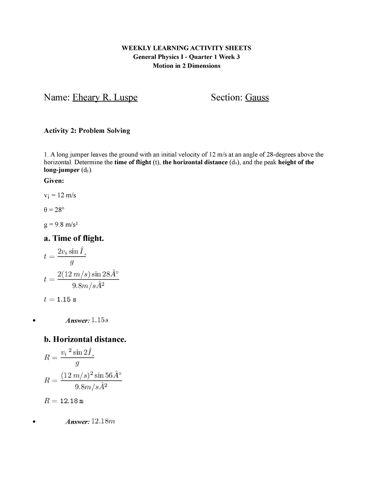 [Gen Physics Q1 M3] - WEEKLY LEARNING ACTIVITY SHEETS General Physics I ...