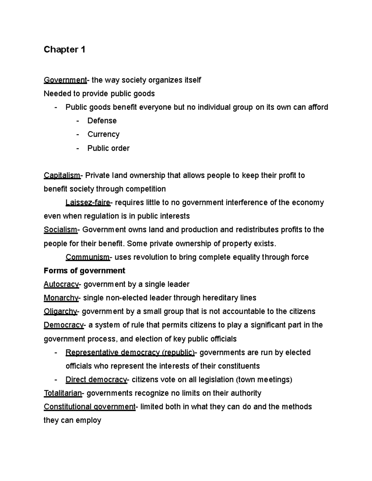 Us Gov Chapter 1 Lecture Notes For Quiz And Exams Chapter 1 Government The Way Society 7212