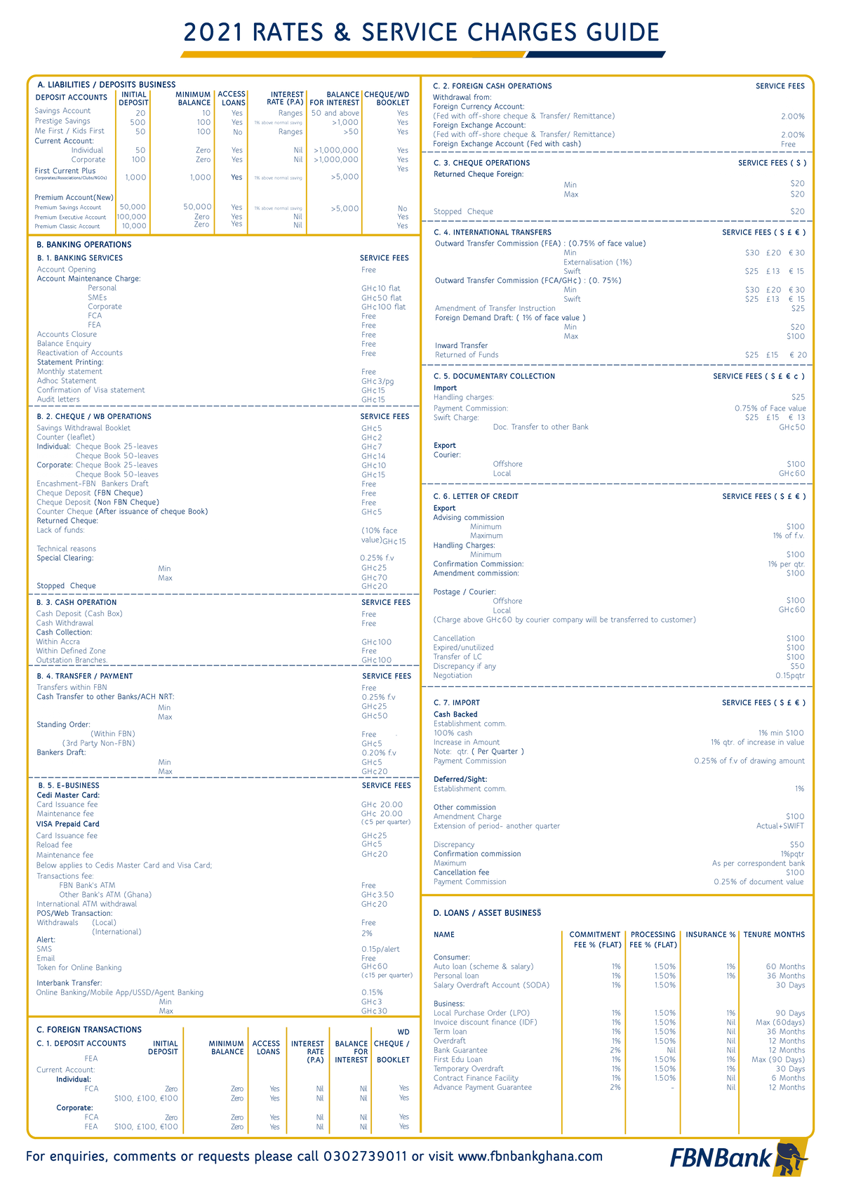 2021RatesandServiceChargeGuide 2021 RATES & SERVICE CHARGES