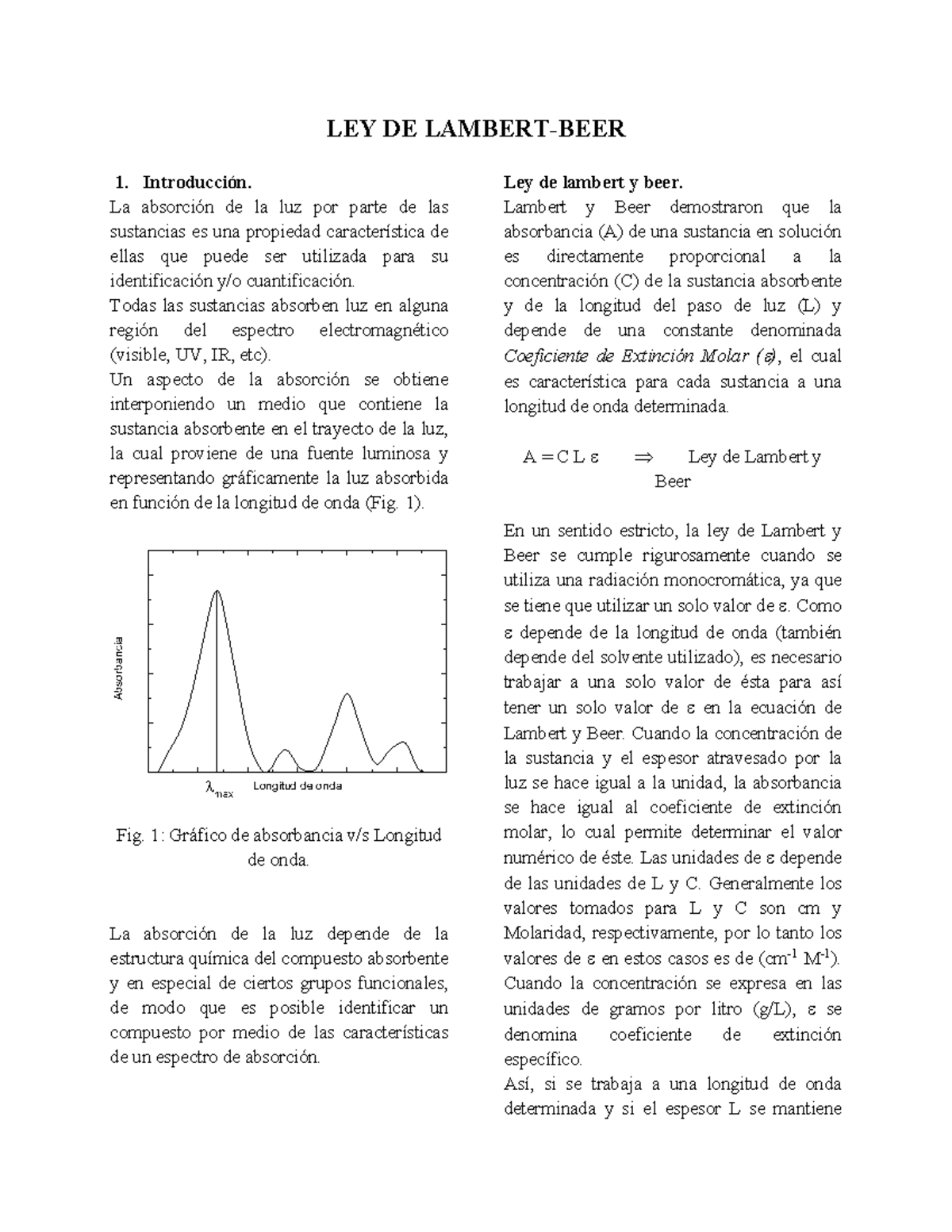Lab 3 Ley De Lambert Beer Ley De Lambert Beer Introducción La