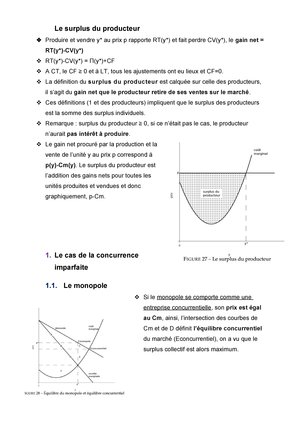 Le Surplus Du Producteur Economie Studocu