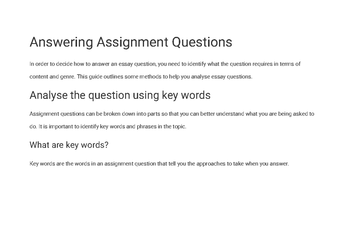3.2 - Answering Assignment Questions - Answering Assignment Questions ...