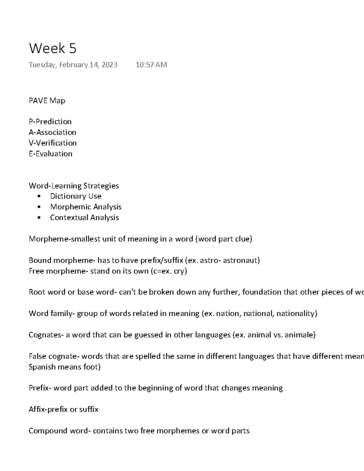 Week 5 - These are class and assigned reading notes from week 5 of the ...