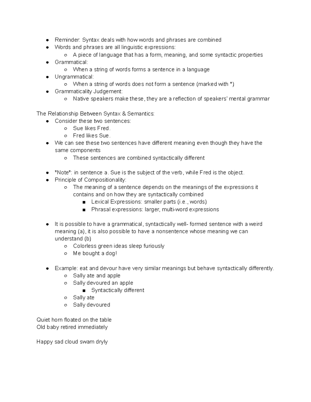 5.1 Syntax - Reminder: Syntax deals with how words and phrases are ...