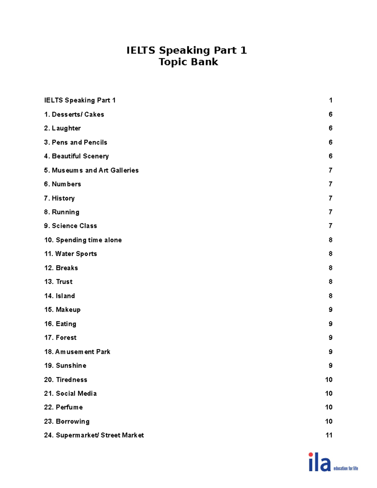 Ielts Speaking Part 1 Bank - Topic Bank 1. Desserts/ Cakes IELTS ...