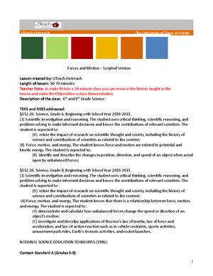2Force Motion Basics Lesson Plan TL - Lesson plan for Force and Motion ...