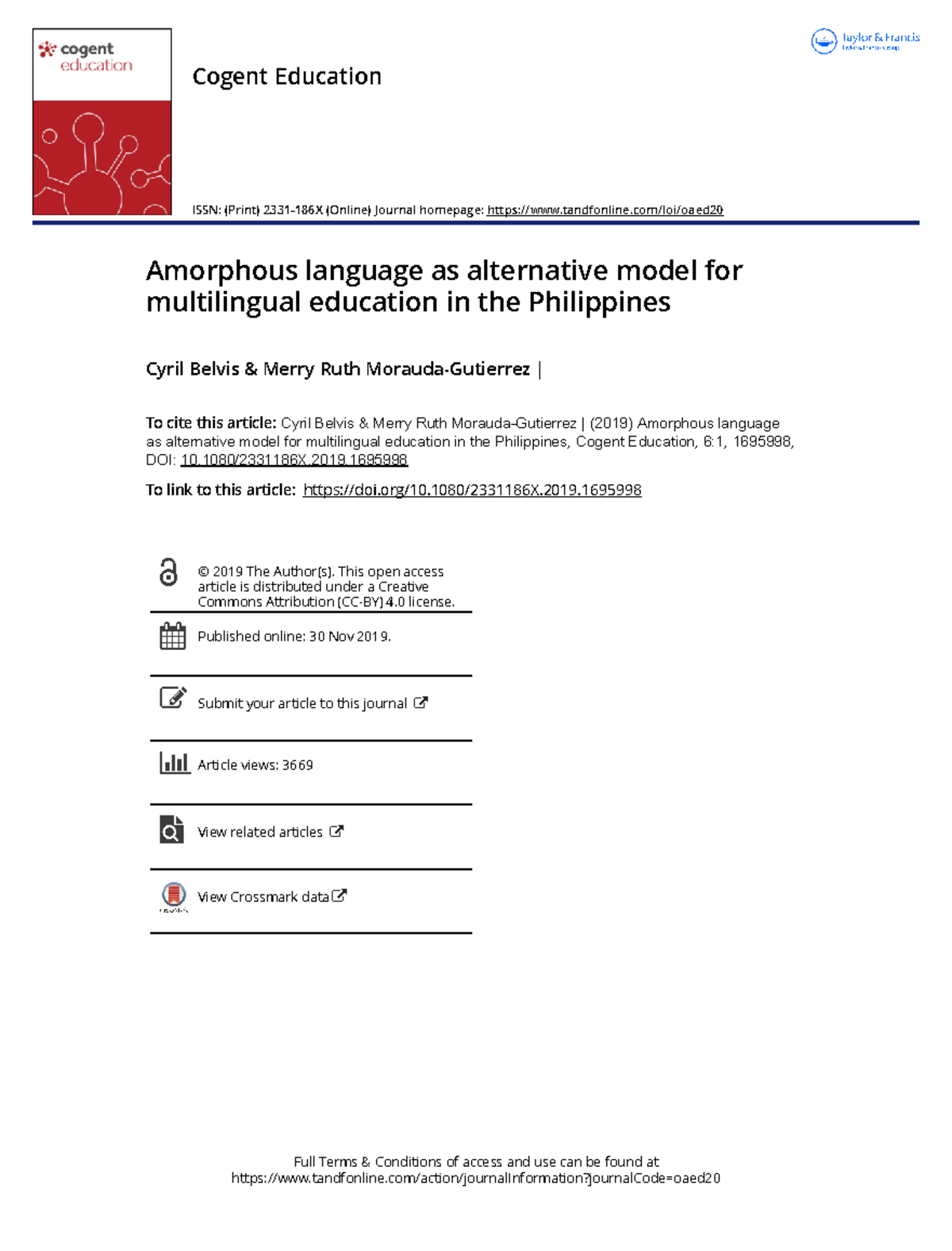 Amorphous language as alternative model for multilingual education in ...