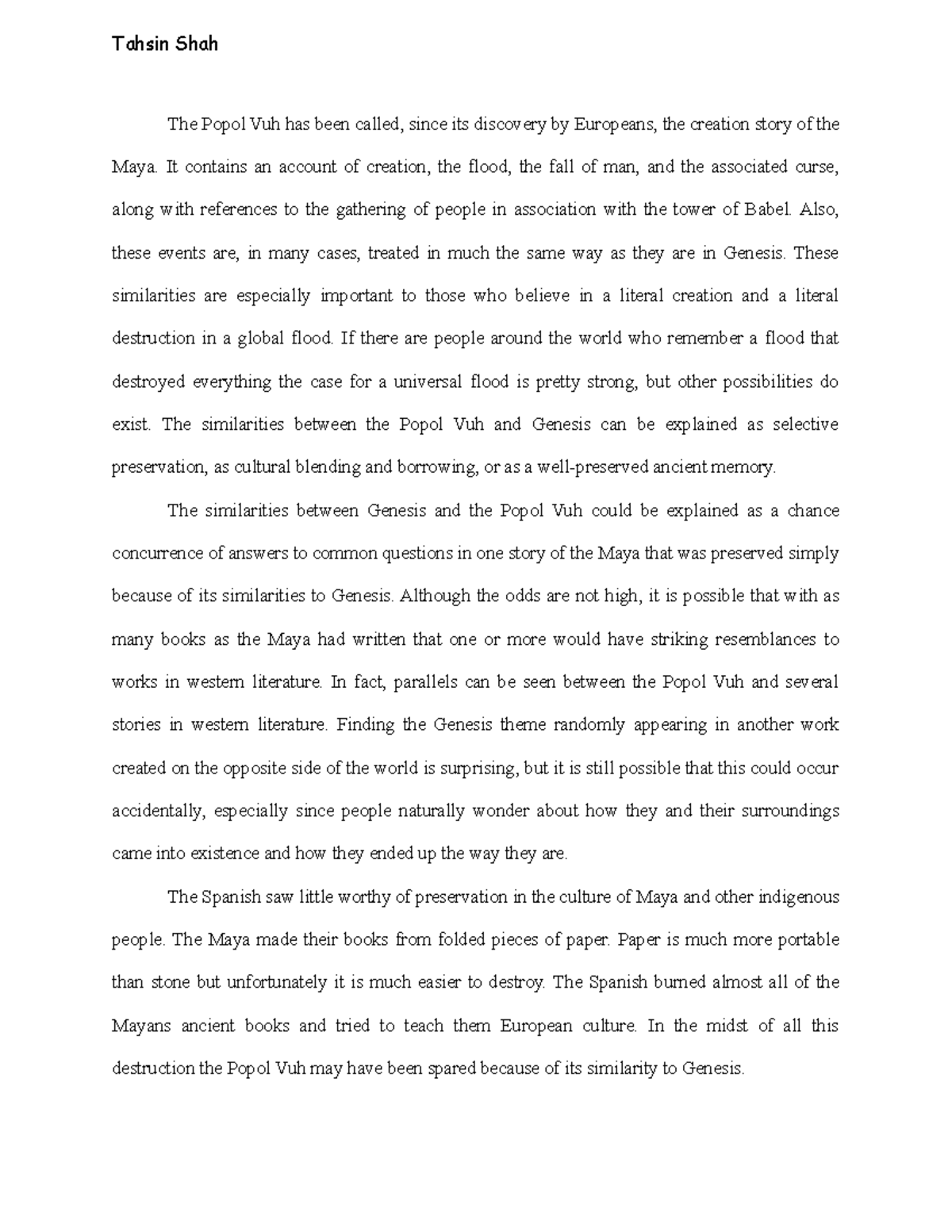 Popol Vuh Essay