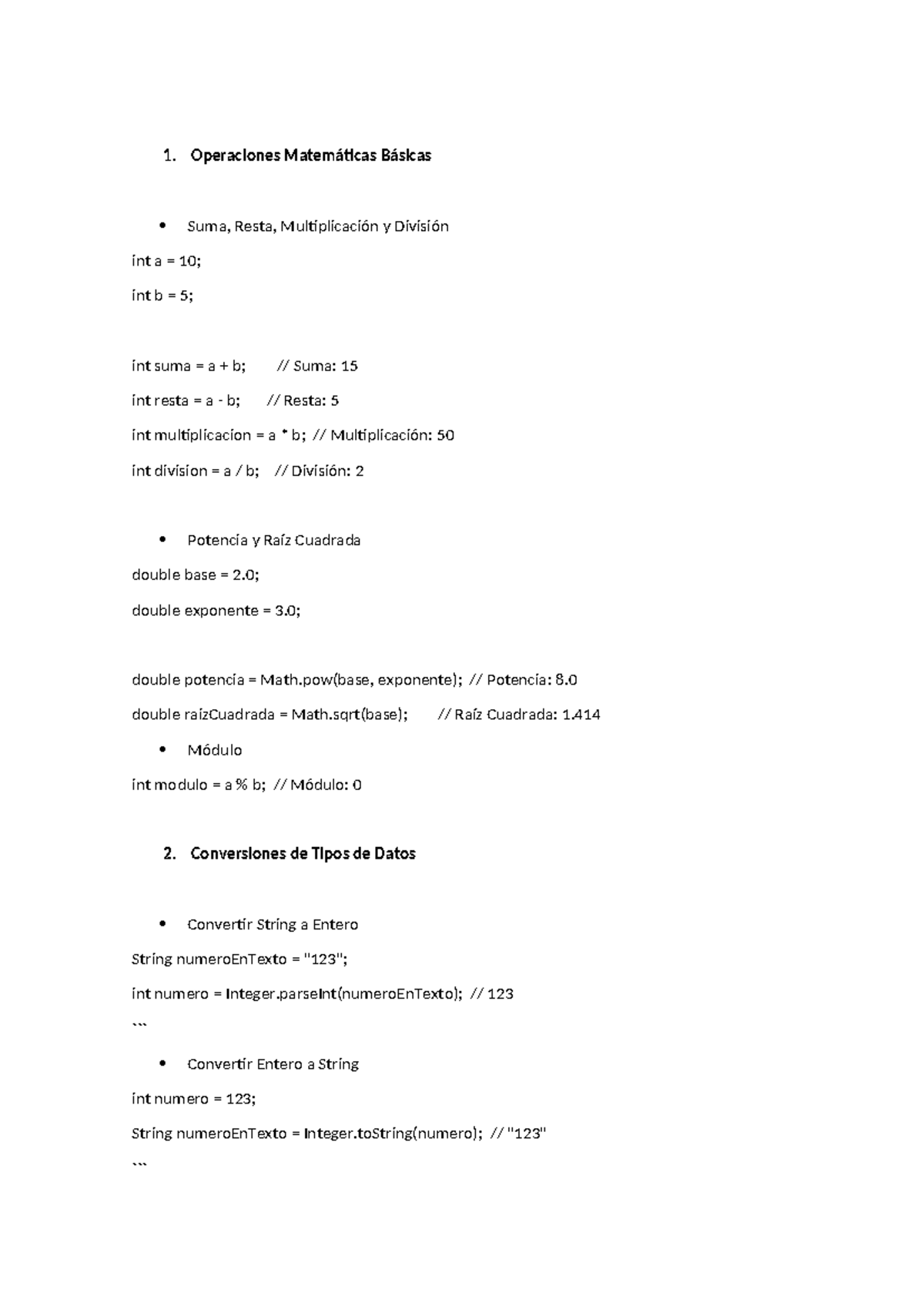 Operaciones java - Fundamentos - Operaciones Matemáticas Básicas Suma ...