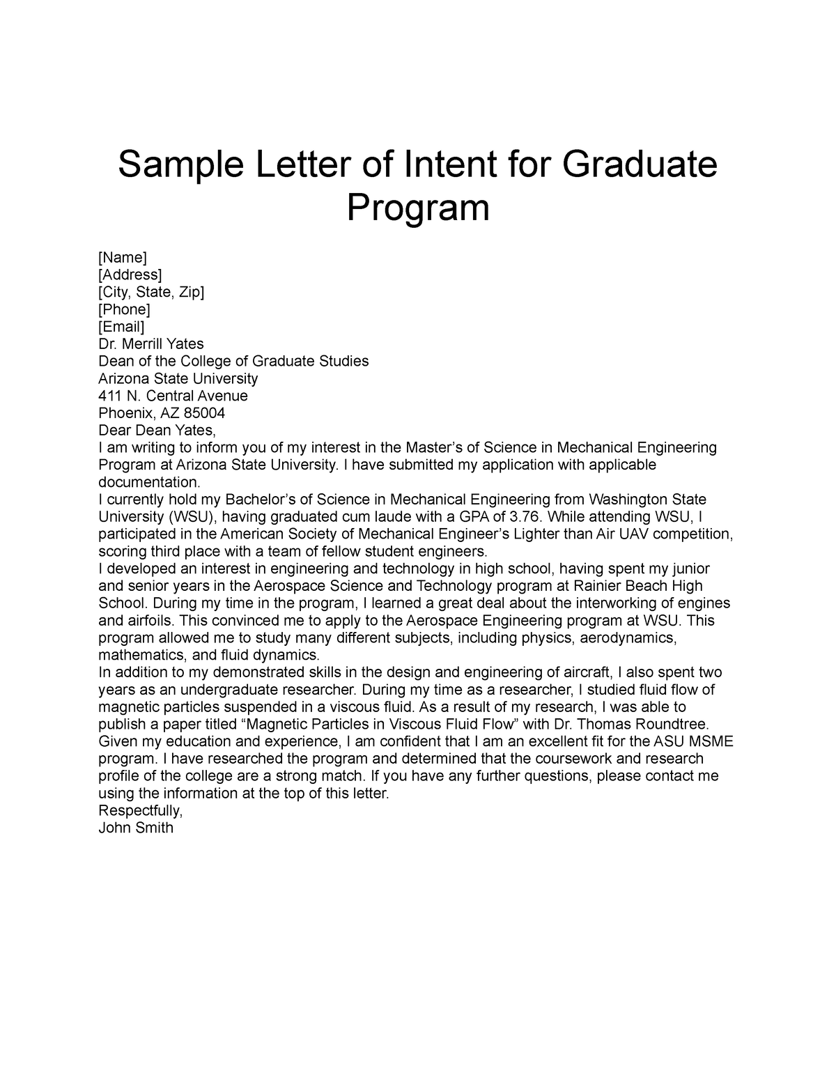 236691884 Sample Letter Of Intent For Graduate Program Sample Letter 