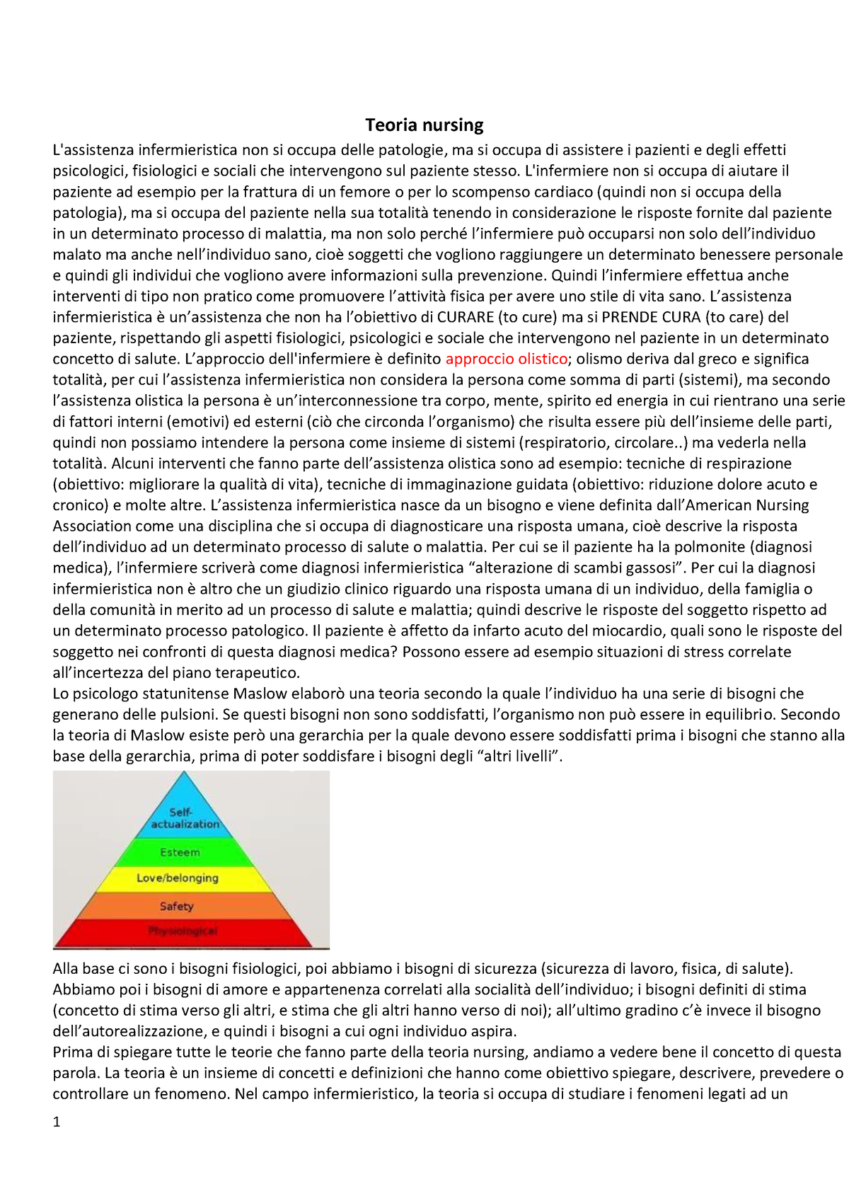 Teoriche Per Infermieristica Generale, Schema Breve - Teoria Nursing L ...