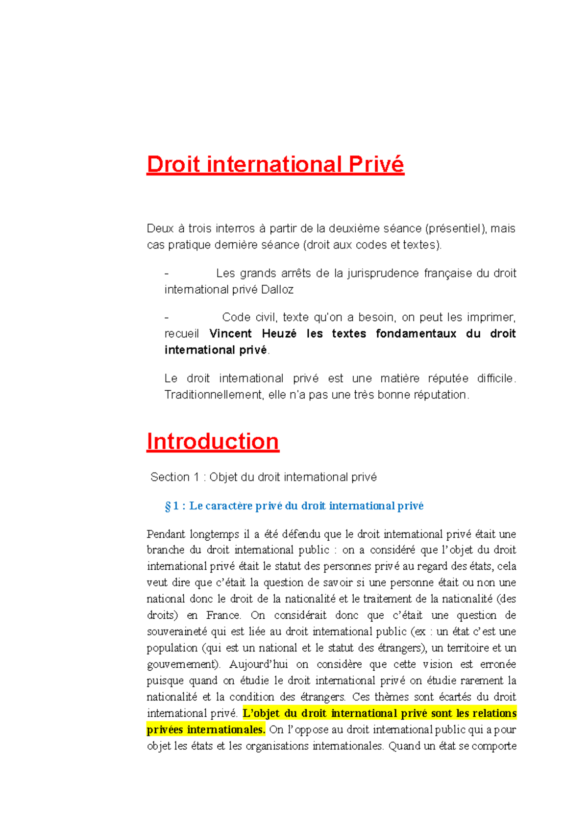 Cours Droit International Privé Complet - Droit International Privé ...