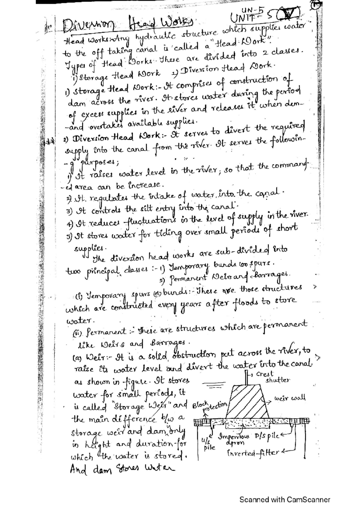 UNIT5,Diversion Head Works,Canal Outlets Civil Engineering Studocu