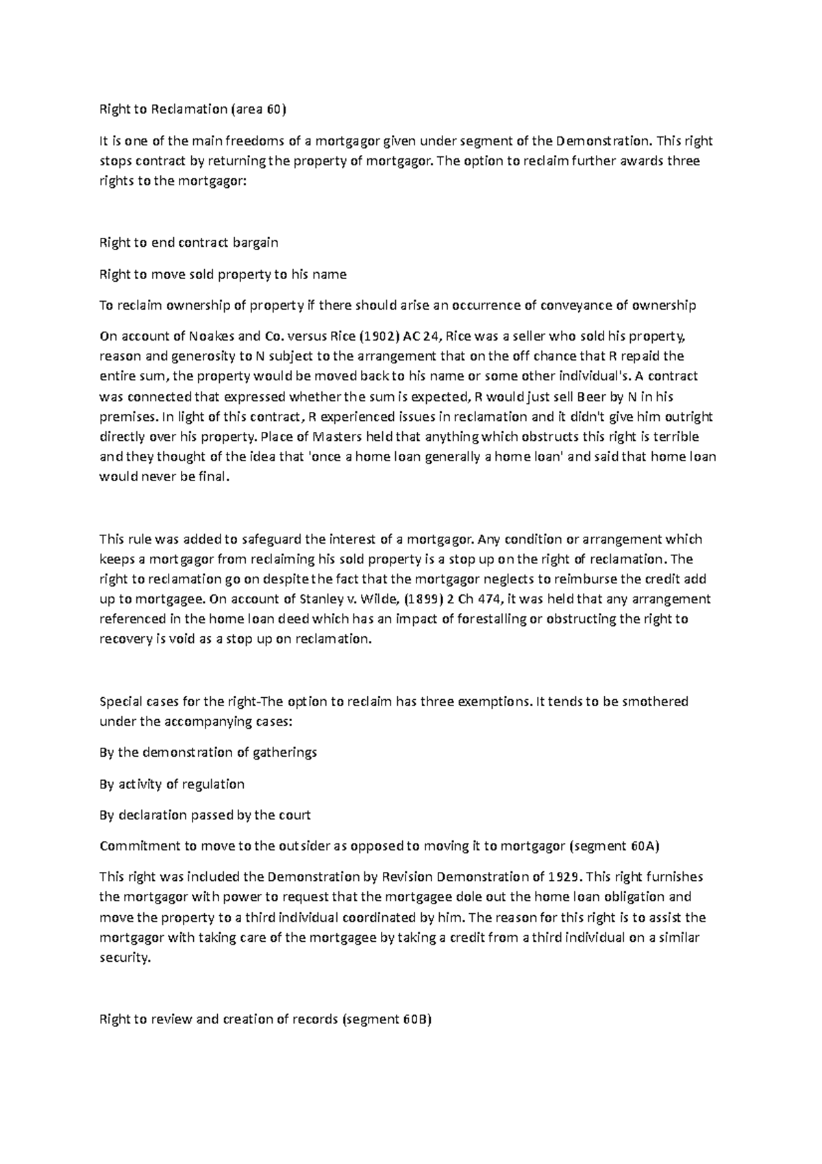 Right to Reclamation - hugi - Right to Reclamation (area 60) It is one ...