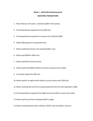 ACCY112 Tutorial Question Week 2 - Warning: TT: Undefined Function: 32 ...