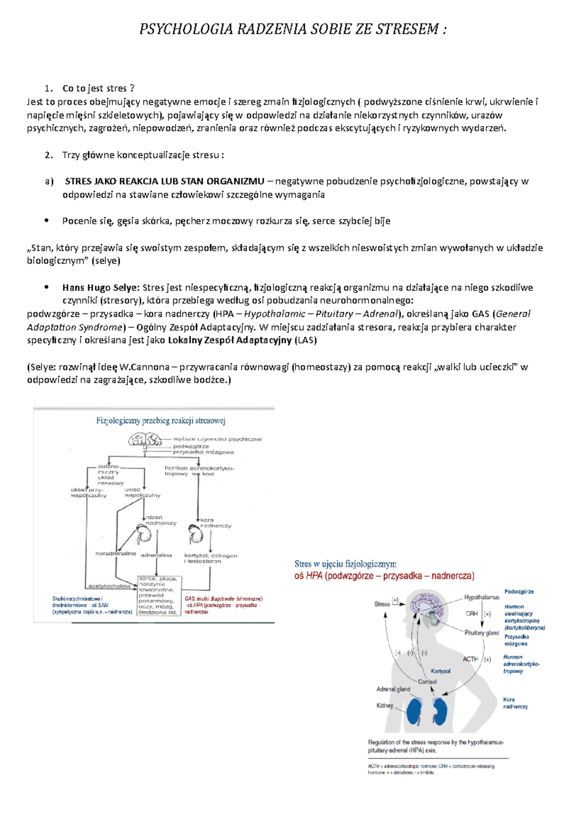 Notatka 1 - Psychologia Stresu - PSYCHOLOGIA RADZENIA SOBIE ZE STRESEM ...