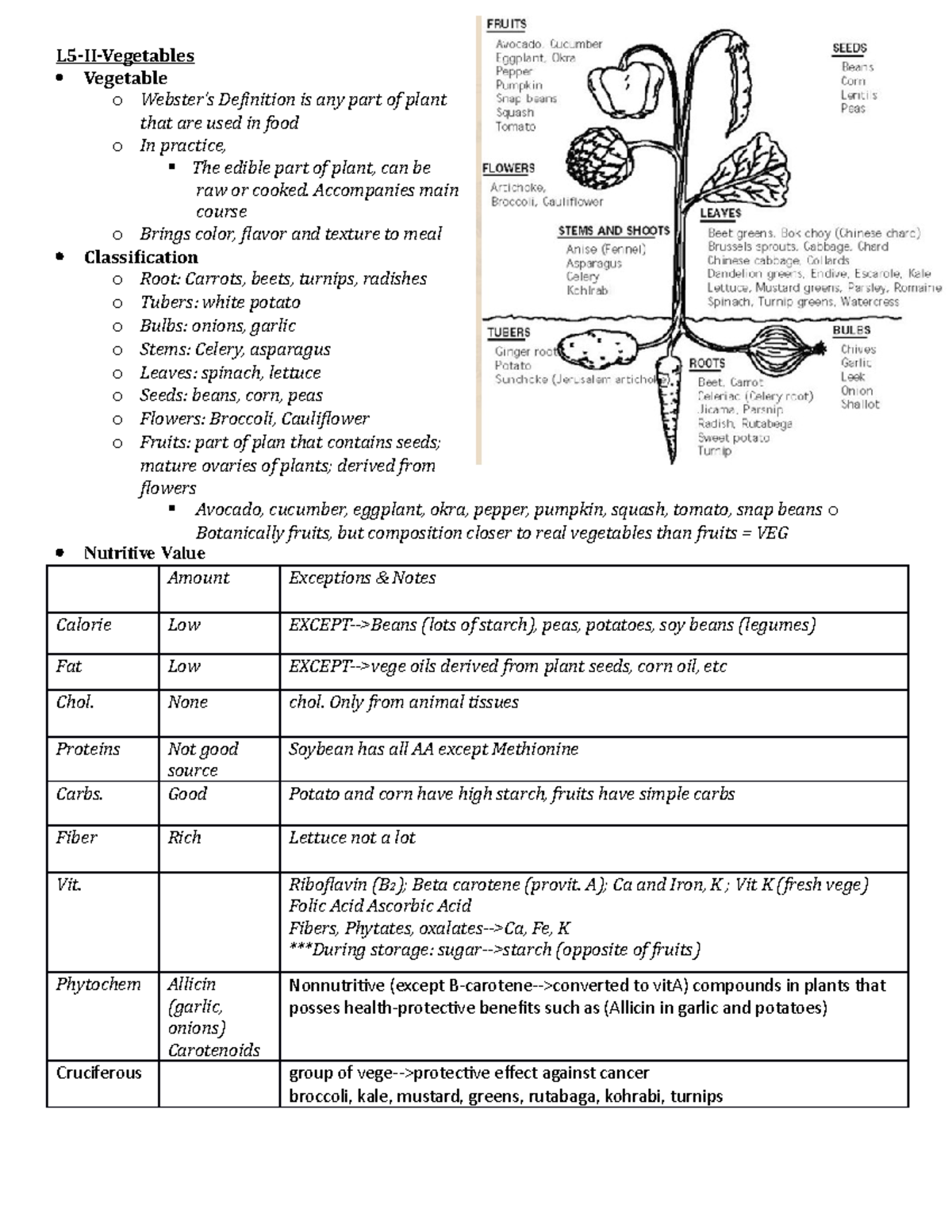 L5IIVegetables Lecture notes 5II L5IIVegetables Vegetable o