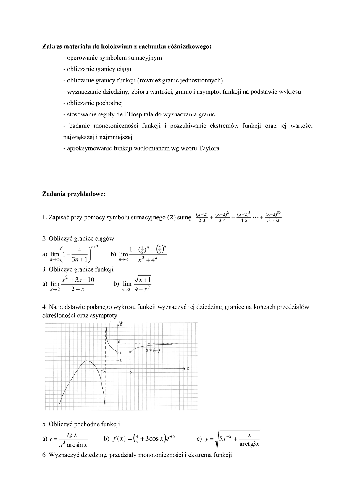 Materiał Do Kolokwium 1 2023 - Zakres Materiału Do Kolokwium Z Rachunku ...
