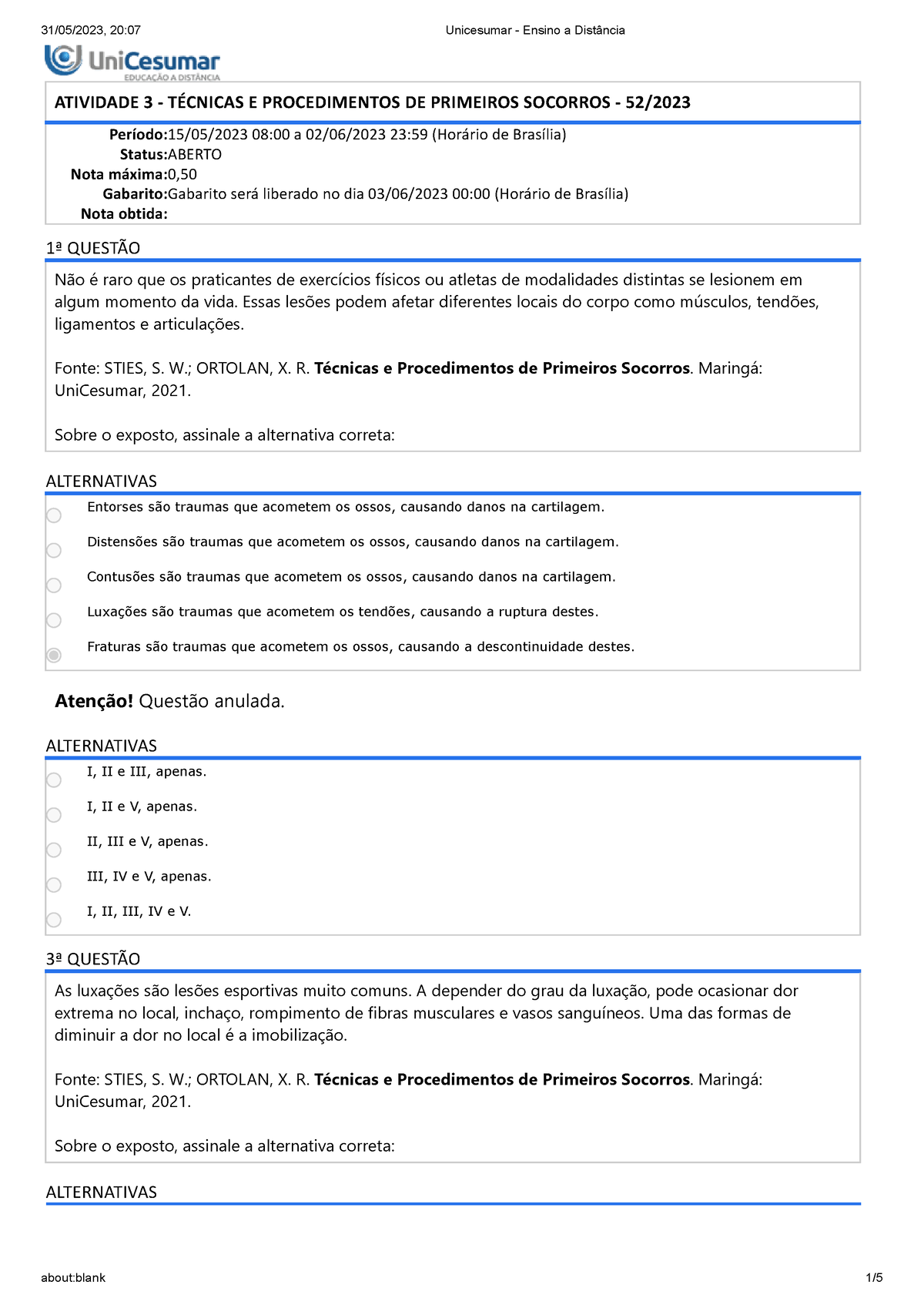 ATIVIDADES TÉCNICAS E PROCEDIMENTOS DE PRIMEIROS SOCORROS - Noções de  Primeiros Socorros