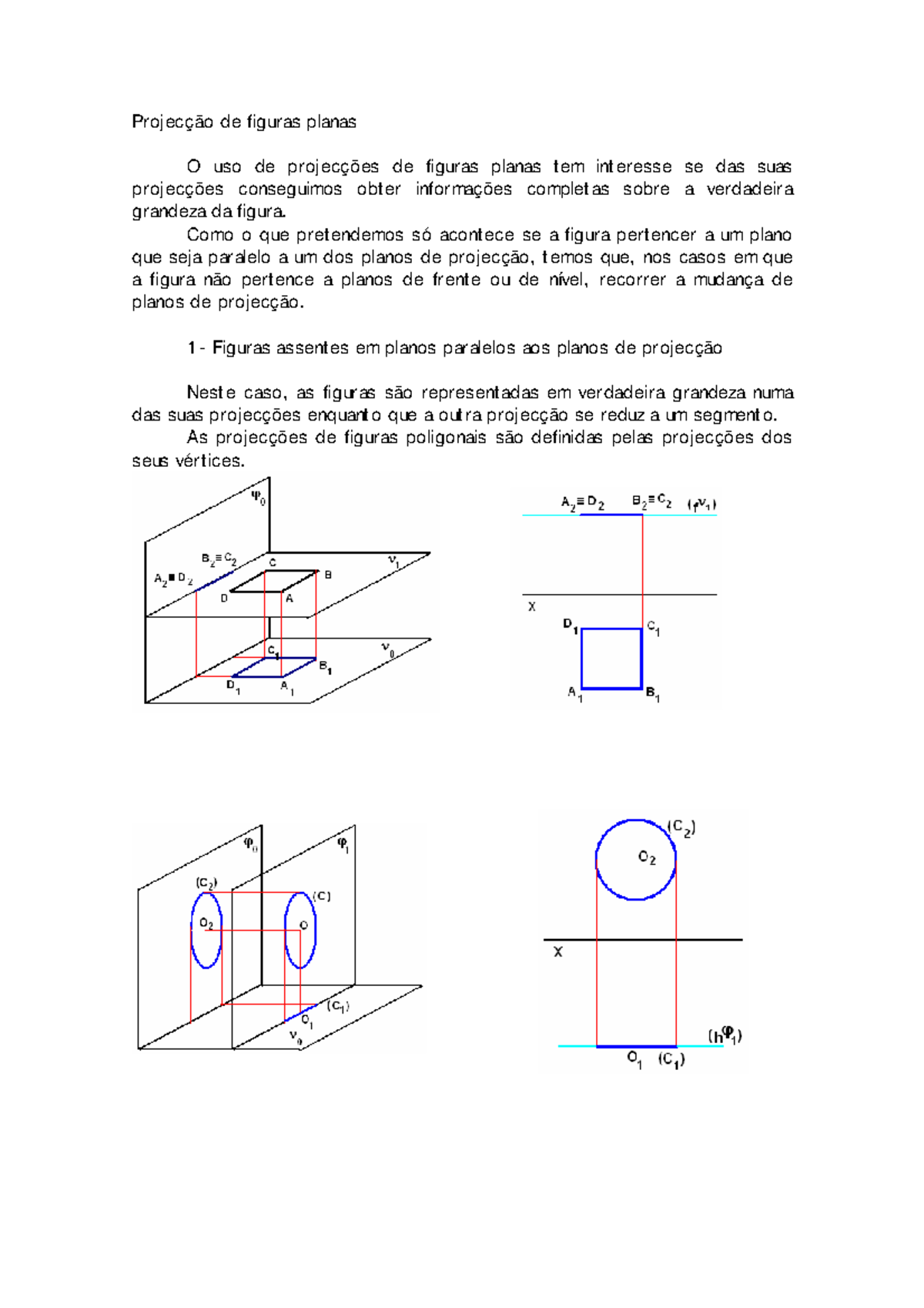 Projecaodefigplanas - Resumos sobre parte da materia de Geometria ...