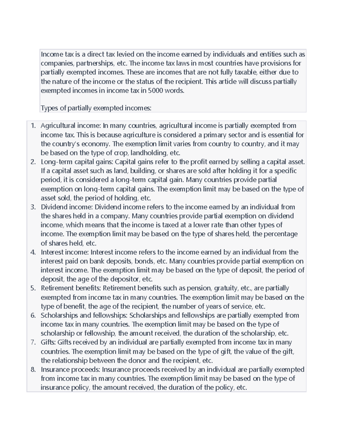 Partially exempted tax is a direct tax levied on the