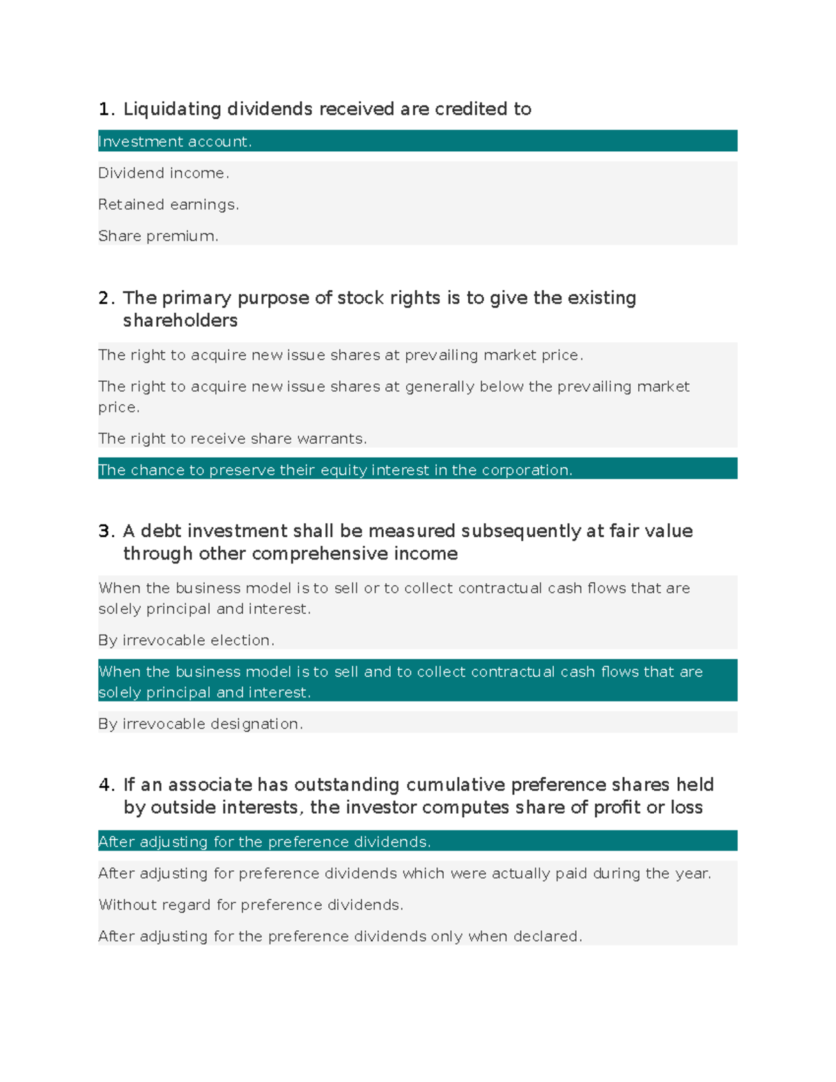 Quiz Part 1 FAR 1 - This material includes theories and some problems ...