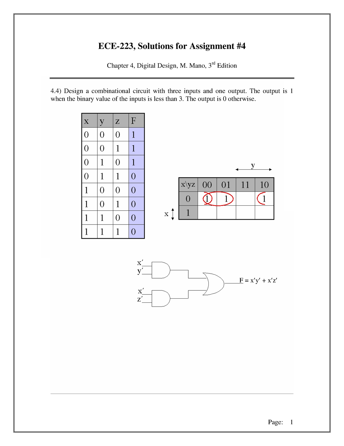 Assignment 4 Solution 3rd Edition - ECE-223, Solutions For Assignment ...