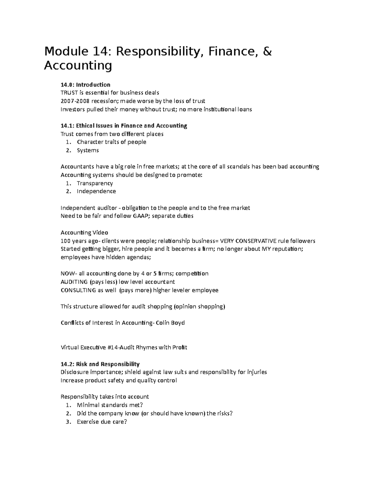 Module 14: Responsibility, Finance, & Accounting - Module 14 ...