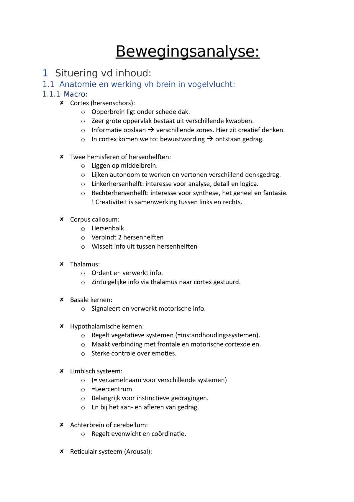 Bewegingsanalyse - BLOK 1.1 - Bewegingsanalyse: 1 Situering Vd Inhoud ...