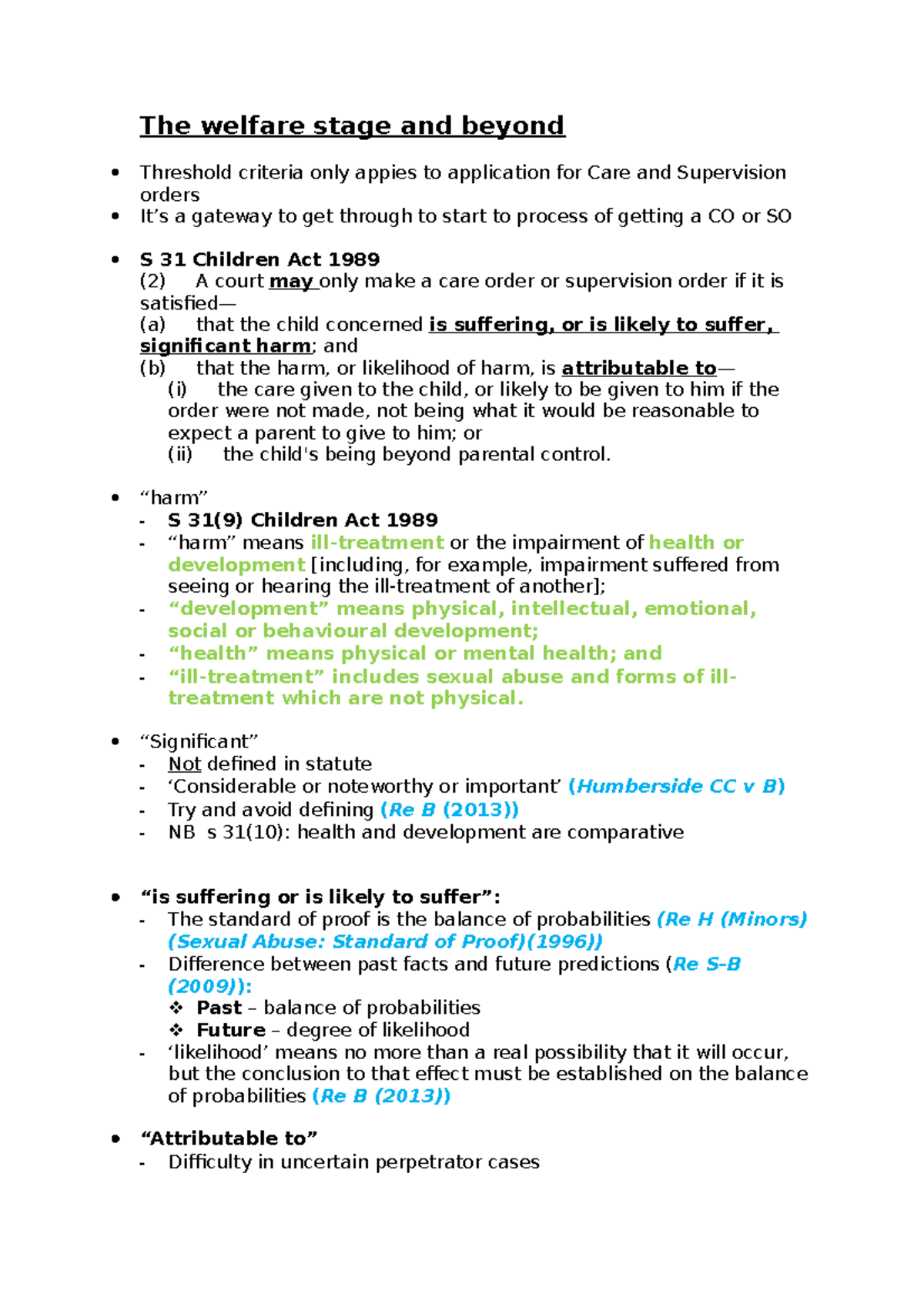 Lecture 23 - child protection - the welfare stage - The welfare stage ...