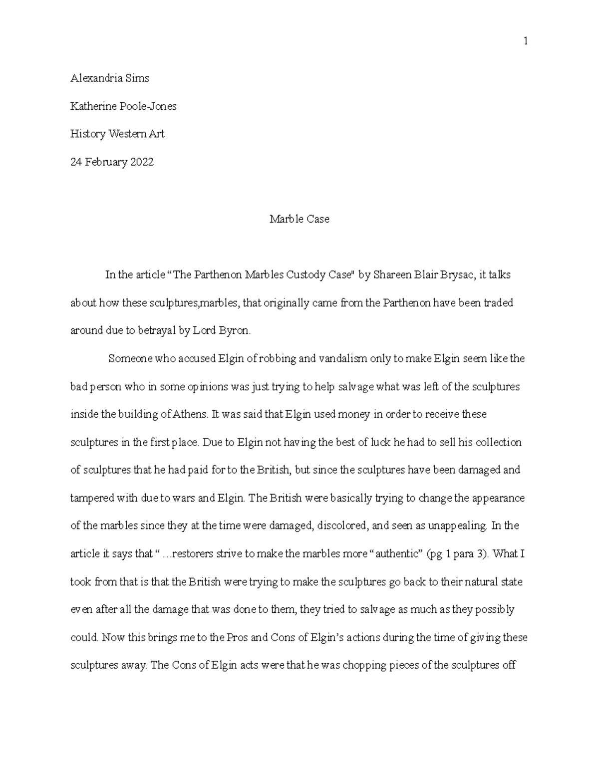 western art history essay