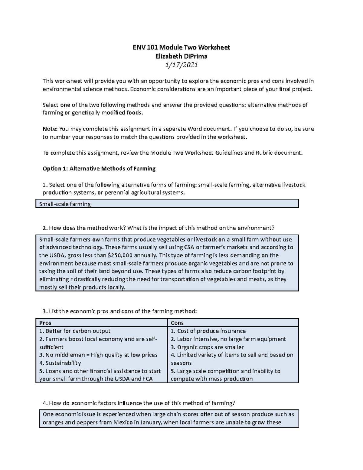 ED ENV 101 Module Two Worksheet - ENV 101 Module Two Worksheet ...