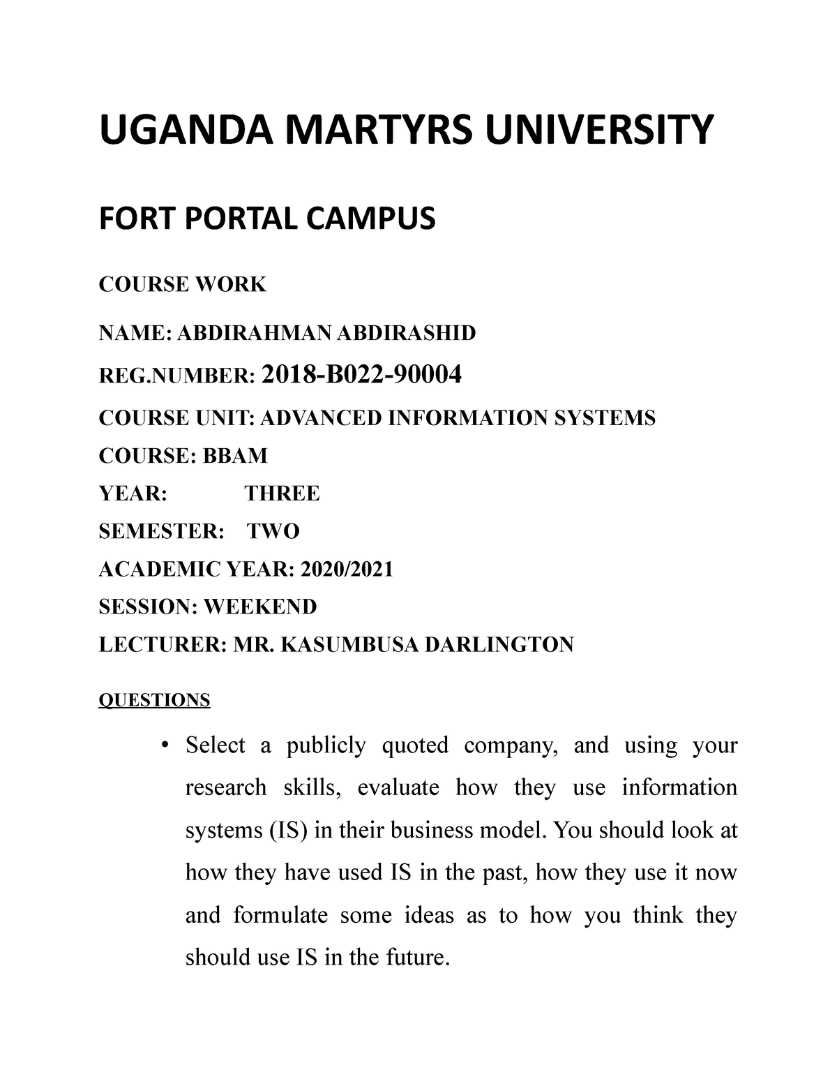 uganda martyrs university dissertation format