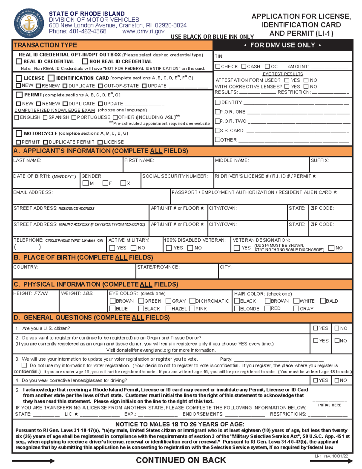 LI 1 Form with Checklist-2024-01-23 Fillable - TRANSACTION TYPE LICENSE ...