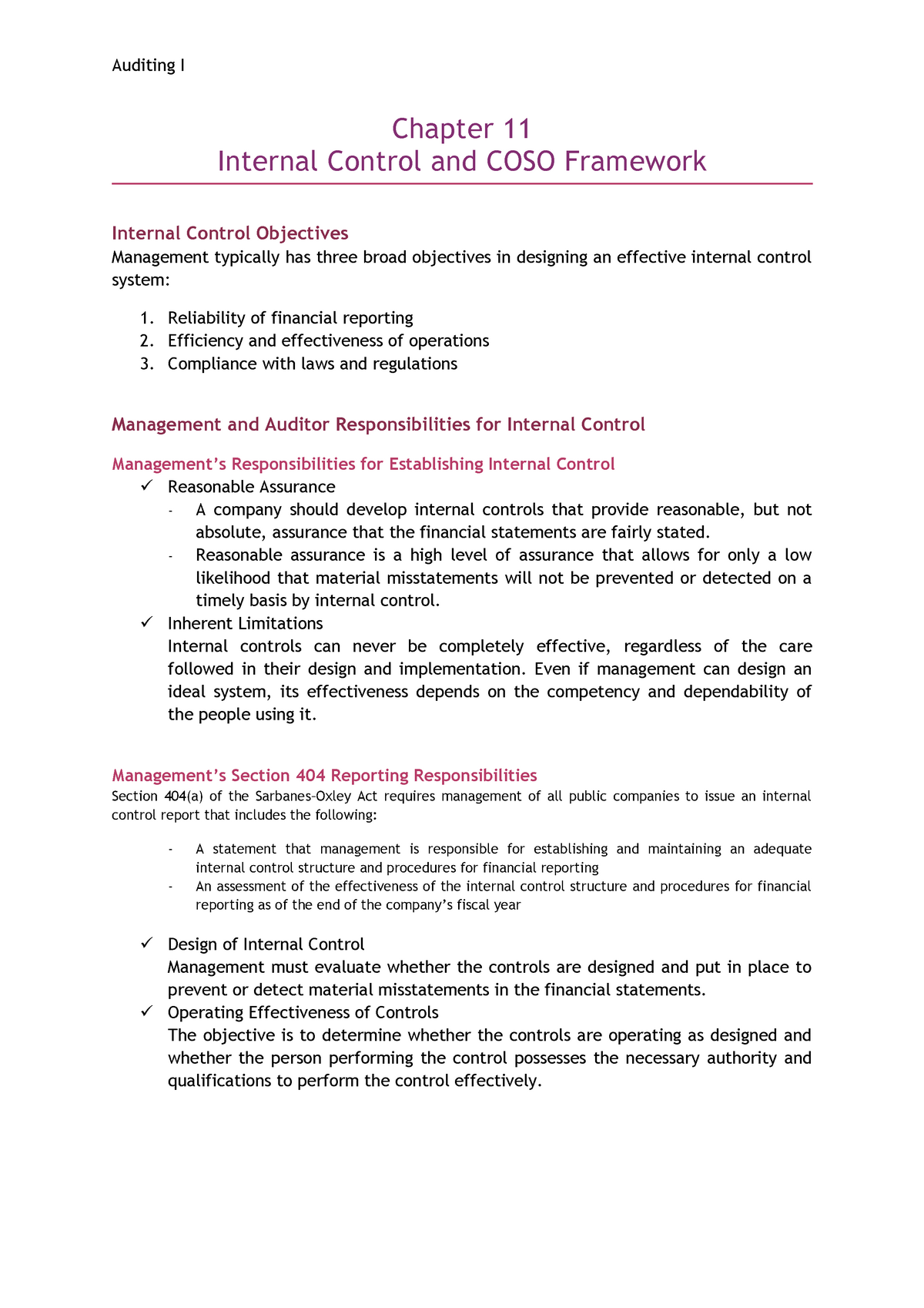 Ch 11 Internal Control and COSO Framework - Pengauditan I - AKA302 