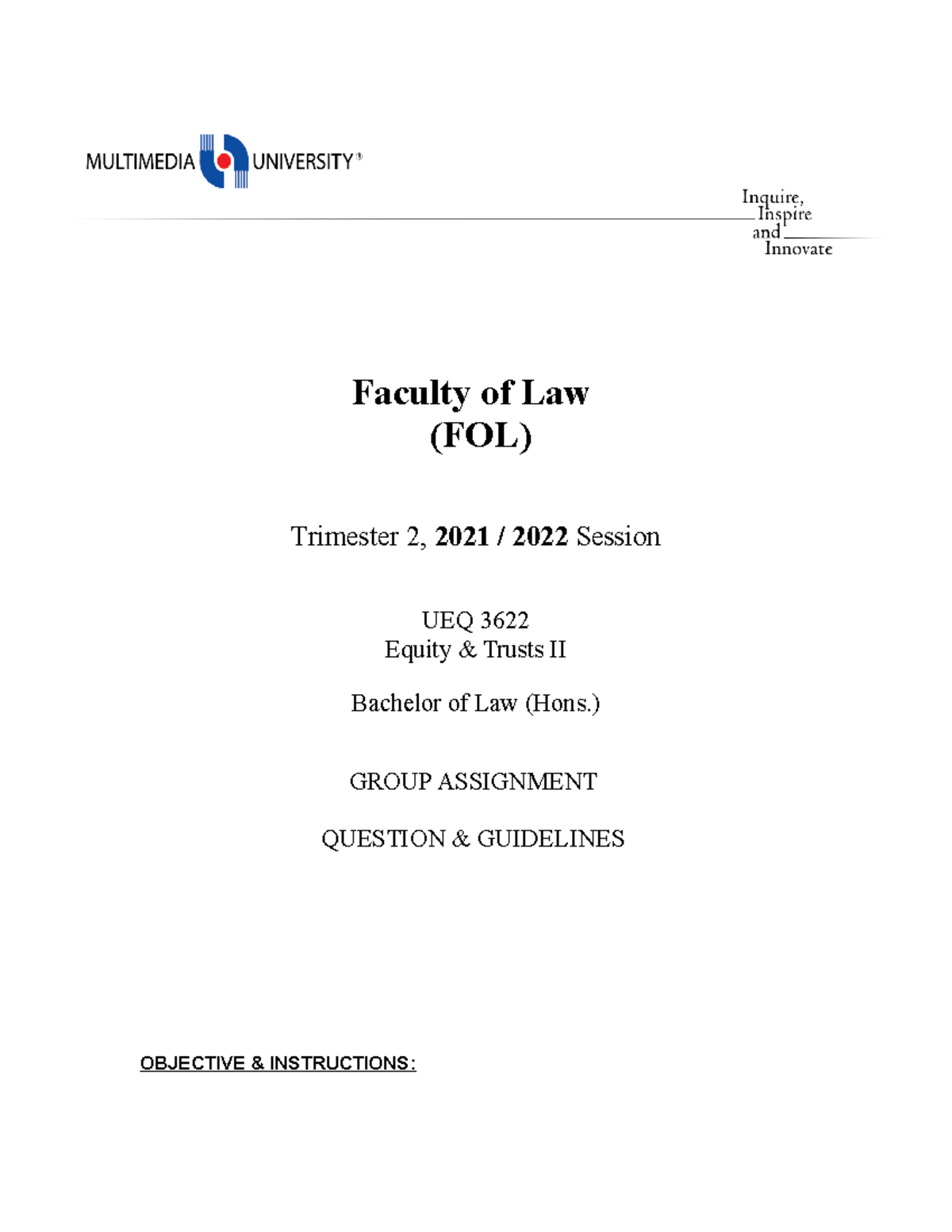 Assignment asd Faculty of Law (FOL) Trimester 2, 2021 / 2022