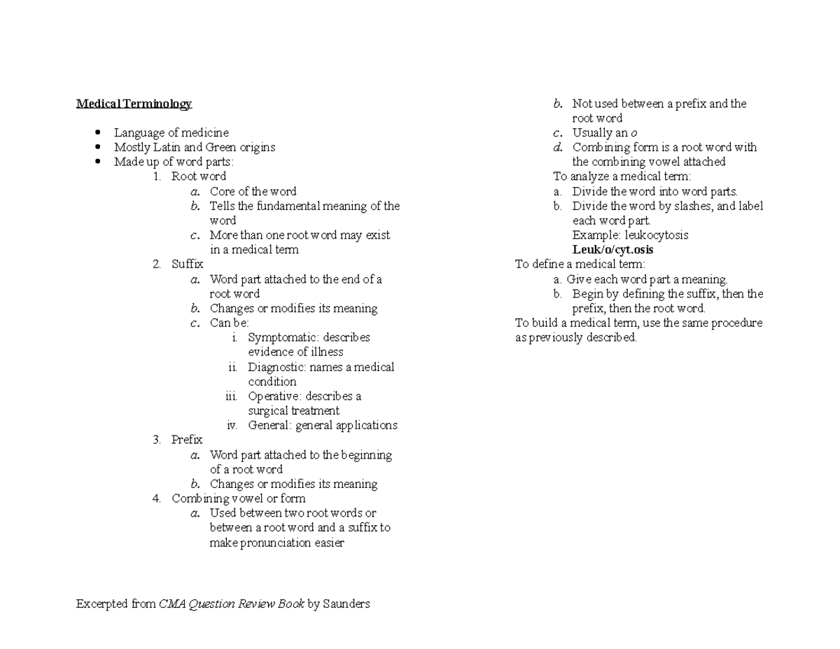AH155 Terminology Reference Guide - Medical Terminology Language of ...