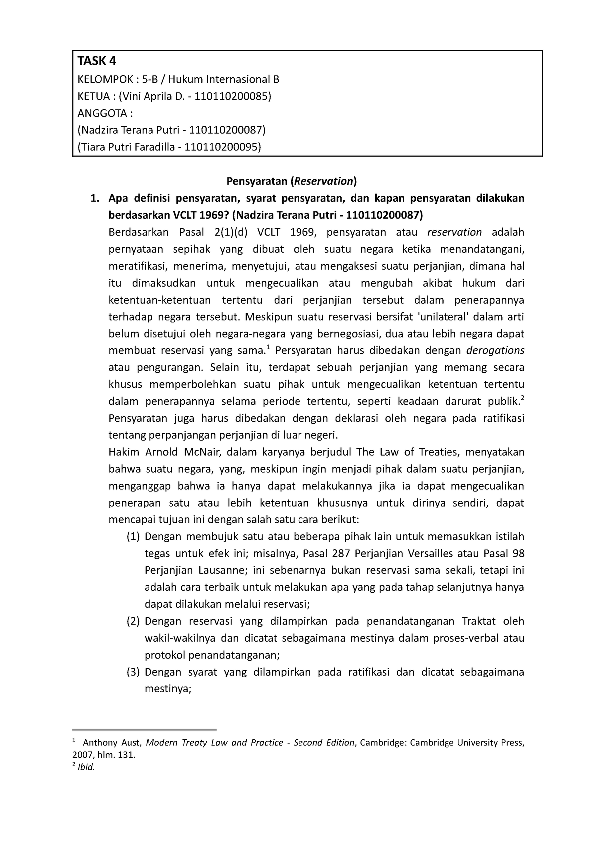 Kelompok 5 [Task 4] - Perjanjian Internasional - TASK 4 KELOMPOK : 5-B ...